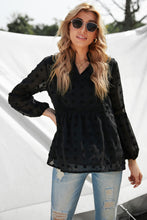 Load image into Gallery viewer, Swiss Dot Frilled Notched Neck Blouse