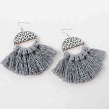 Load image into Gallery viewer, Tassel Detail Leopard Drop Earrings