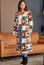 Load image into Gallery viewer, Plus Size Geometric Open Front Longline Cardigan