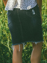 Load image into Gallery viewer, Full Size Distressed Slit Denim Skirt