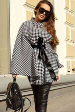 Load image into Gallery viewer, Houndstooth Tie Waist Trench Coat