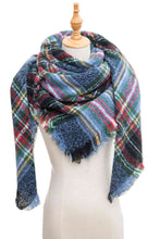 Load image into Gallery viewer, Plaid Raw Hem Polyester Scarf