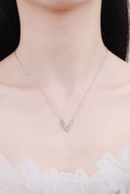 Load image into Gallery viewer, Sterling Silver V Letter Pendant Necklace