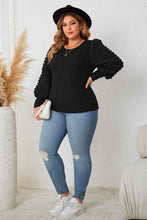 Load image into Gallery viewer, Plus Size Round Neck Lantern Sleeve Blouse