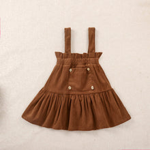 Load image into Gallery viewer, Puff Sleeve Round Neck Top and Buttoned Overall Dress Set