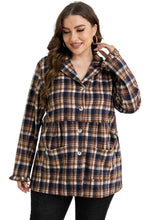 Load image into Gallery viewer, Plus Size Plaid Buttoned Collared Shacket