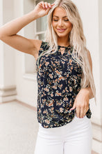 Load image into Gallery viewer, Floral Print Cutout Round Neck Tank Top
