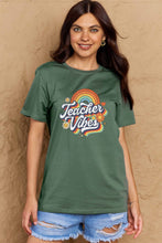 Load image into Gallery viewer, Simply Love Full Size TEACHER VIBES Graphic Cotton T-Shirt