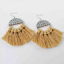 Load image into Gallery viewer, Tassel Detail Leopard Drop Earrings