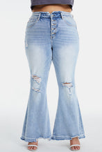 Load image into Gallery viewer, BAYEAS Full Size Distressed Raw Hem High Waist Flare Jeans