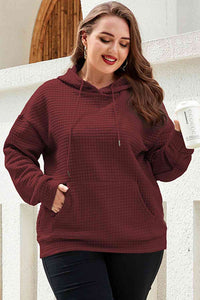 Plus Size Front Pocket Long Sleeve Hoodie