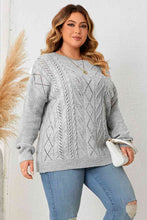 Load image into Gallery viewer, Plus Size Cold Shoulder Asymmetrical Cable-Knit Top