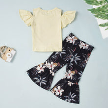 Load image into Gallery viewer, HELLO SUMMER Graphic Top and Floral Flare Pants Set