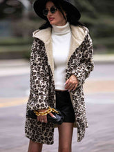 Load image into Gallery viewer, Leopard Hooded Coat with Pockets