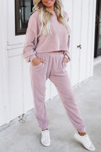 Load image into Gallery viewer, Round Neck Lantern Sleeve Top and Pocketed Pants Set