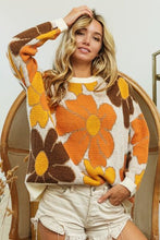 Load image into Gallery viewer, BiBi Round Neck Flower Pattern Sweater