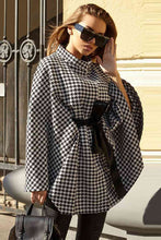 Load image into Gallery viewer, Houndstooth Tie Waist Trench Coat