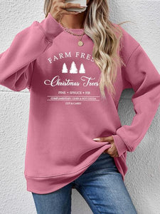 Graphic Round Neck Dropped Shoulder Sweatshirt