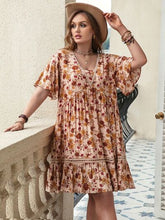 Load image into Gallery viewer, Plus Size Floral Crochet Flutter Sleeve Dress