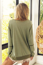 Load image into Gallery viewer, BiBi Waffle Knit Contrast Trim Long Sleeve T-Shirt