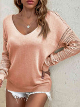 Load image into Gallery viewer, Openwork V-Neck Sweater