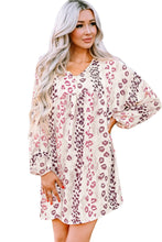Load image into Gallery viewer, Leopard V-Neck Balloon Sleeve Babydoll Dress
