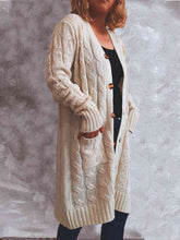 Load image into Gallery viewer, Button Up Cable-Knit Cardigan with Pockets