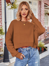 Load image into Gallery viewer, Dropped Shoulder Round Neck Long Sleeve Knit Top