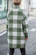 Load image into Gallery viewer, Plaid Dropped Shoulder Cardigan with Pocket