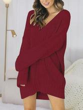 Load image into Gallery viewer, V-Neck Long Sleeve Mini Sweater Dress