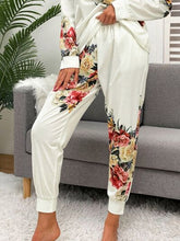 Load image into Gallery viewer, Printed Round Neck Top and Drawstring Pants Lounge Set
