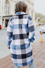 Load image into Gallery viewer, Plaid Button Up Dropped Shoulder Coat