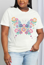 Load image into Gallery viewer, Simply Love Full Size Flower Butterfly Graphic Cotton Tee