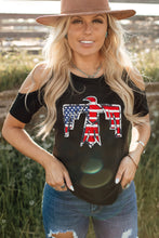 Load image into Gallery viewer, US Flag Bird Graphic Cold-Shoulder Tee