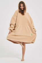 Load image into Gallery viewer, Lantern Sleeve Oversized Hooded Fuzzy Lounge Dress