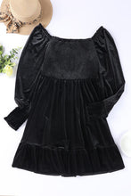 Load image into Gallery viewer, Square Neck Smocked Ruffle Hem Dress