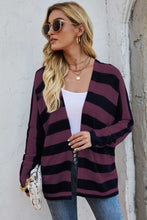 Load image into Gallery viewer, Striped Dolman Sleeve Open Front Cardigan
