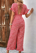 Load image into Gallery viewer, Printed Tie Back Ruffled Jumpsuit
