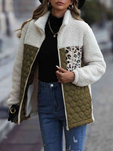 Load image into Gallery viewer, Leopard Color Block Zip-Up Jacket