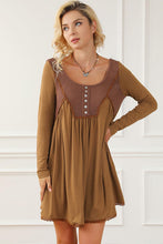 Load image into Gallery viewer, Lace Detail Round Neck Long Sleeve Dress