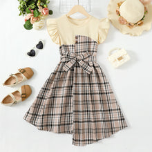 Load image into Gallery viewer, Plaid Round Neck Asymmetrical Dress