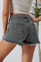 Load image into Gallery viewer, Asymmetrical Distressed Denim Shorts