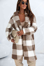 Load image into Gallery viewer, Plaid Collared Neck Longline Coat