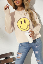 Load image into Gallery viewer, Round Neck Long Sleeve Smily Face Graphic Sweater