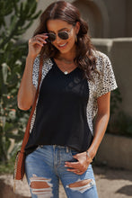 Load image into Gallery viewer, Leopard Color Block V-Neck Tee Shirt