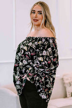 Load image into Gallery viewer, Plus Size Floral Frilled Off-Shoulder Blouse