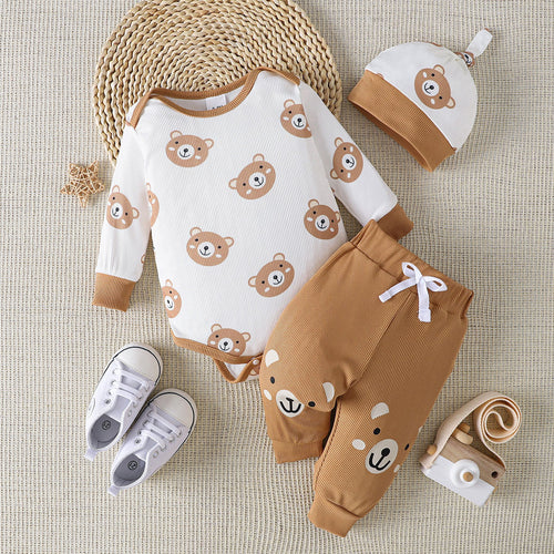 Bear Print Bodysuit and Joggers Set