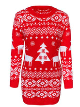 Load image into Gallery viewer, Christmas Element Round Neck Mini Sweater Dress