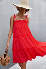 Load image into Gallery viewer, Tie-Shoulder Frill Trim Sleeveless Dress