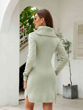 Load image into Gallery viewer, Turtleneck Long Sleeve Slit Sweater Dress